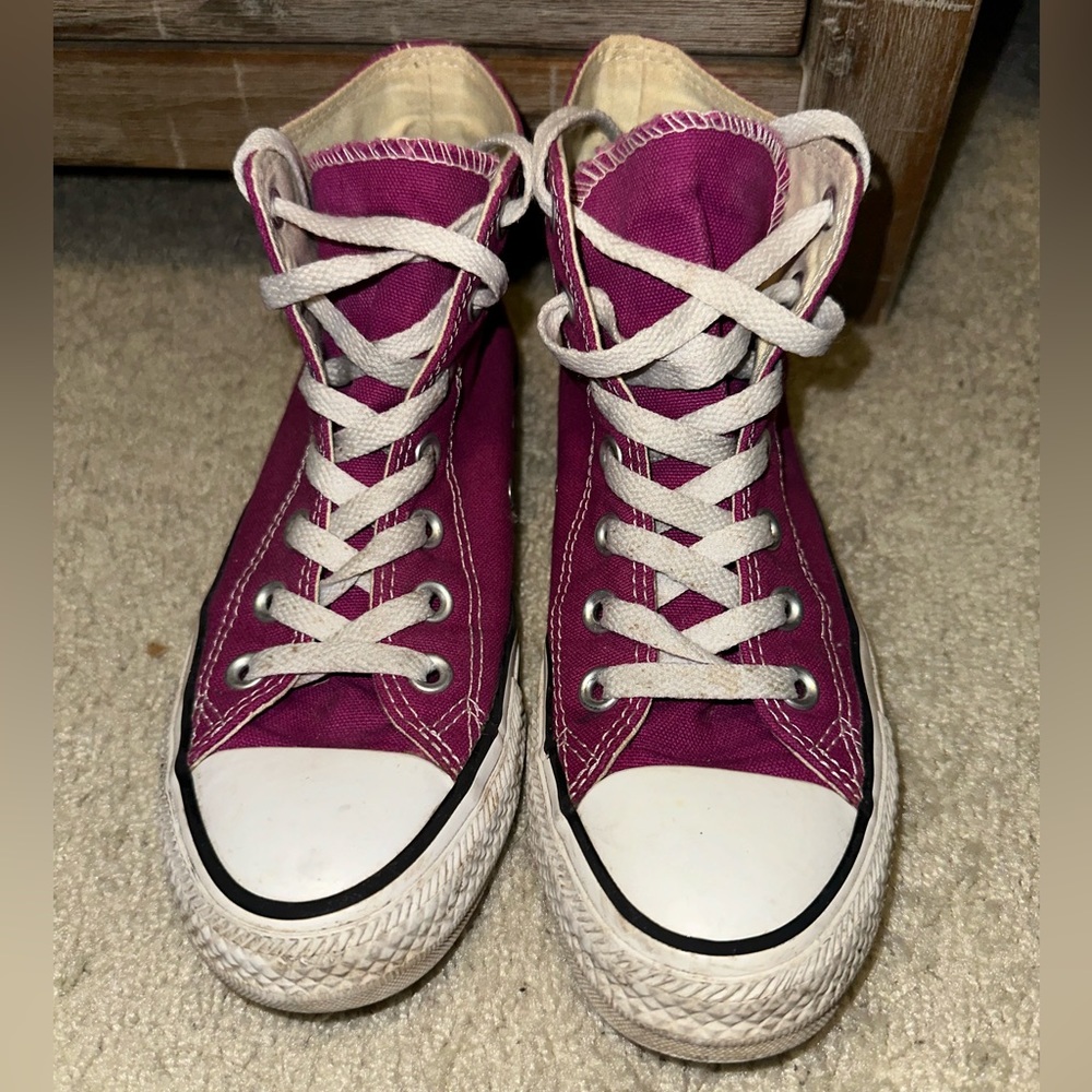 Plum colored Converse high tops